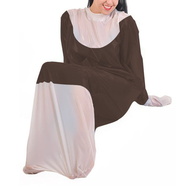 Adult Baby Bodysuit PVC Leather Long Sleeve Sleep Bag Patent Leather Loose Pajamas Vinyl Cosplay Faux Latex Sissy Costume