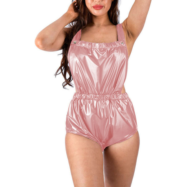 Plus Size Bodycon Sexy Bodysuits Faux Leather Female High Waist Elastic Jumpsuit Party Dance Outfit Exotic Folds Bodysuits 8XL