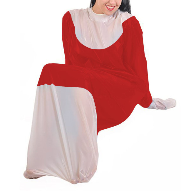 Adult Baby Bodysuit PVC Leather Long Sleeve Sleep Bag Patent Leather Loose Pajamas Vinyl Cosplay Faux Latex Sissy Costume