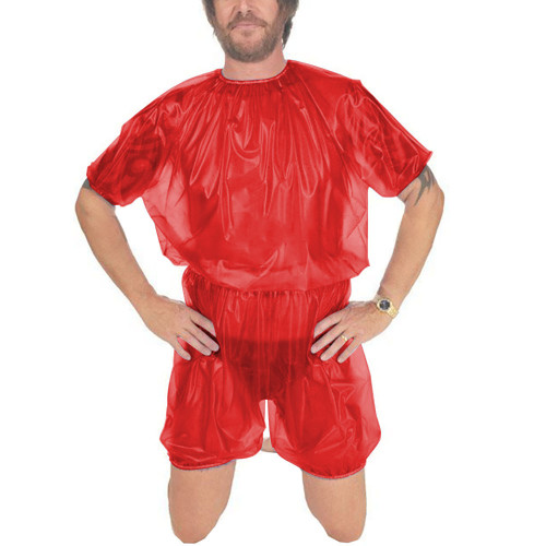Clear PVC Romper Short Sleeve Men Sissy Crossdresser Bodysuit Loose Sissy Bodysuit Sleepwear Crossdressing Costume Pajamas 7XL