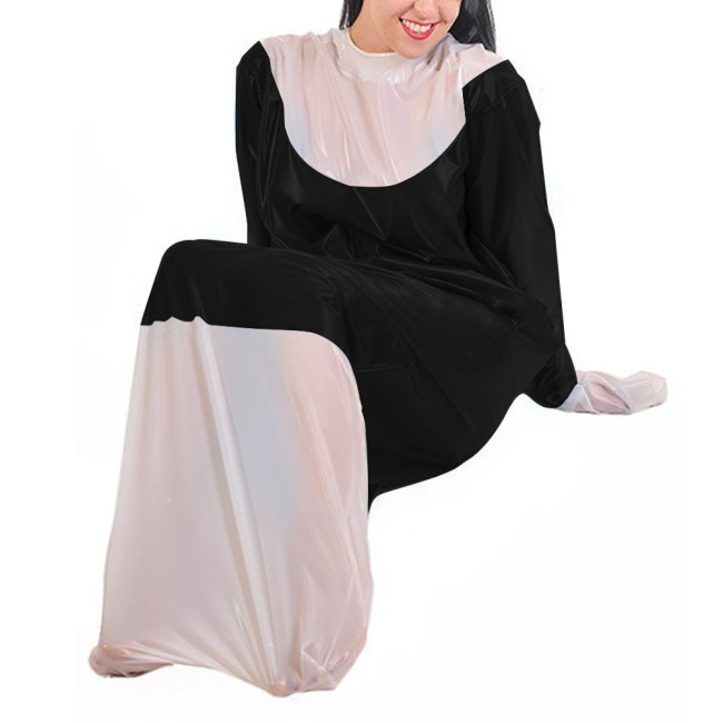 Adult Baby Bodysuit PVC Leather Long Sleeve Sleep Bag Patent Leather Loose Pajamas Vinyl Cosplay Faux Latex Sissy Costume