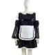 Anime Role-playing Maid Outfit Lolita Peter Pan Collar Wet PVC Leather Dress with Apron Flare Sleeve Sets Sissy Cosplay Dresses
