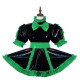 Sissy Elagant Lolita Mini Dress Lockable Wetlook PVC Bow Pleated Dress Halloween Cosplay Costume Short Puff Sleeve Dress Outfits