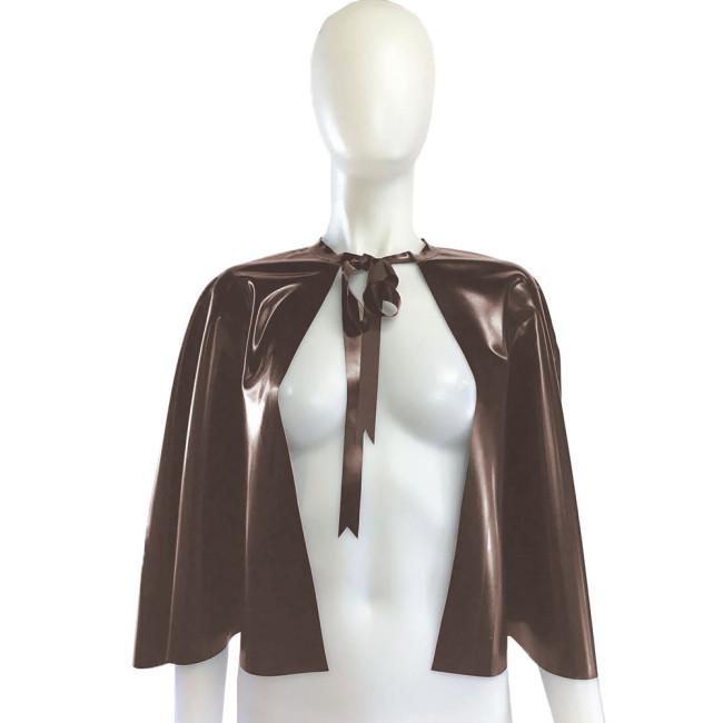 Rave Party Wetlook Short Cloaks Unisex Adult Solid Color Lace-up Cape Ponchos Coat for Halloween Cosplay Wizard Witch Costume