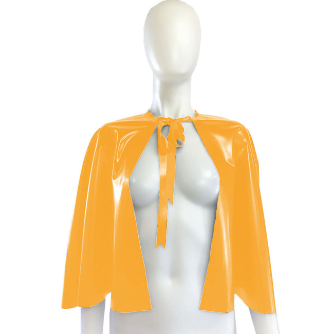 Rave Party Wetlook Short Cloaks Unisex Adult Solid Color Lace-up Cape Ponchos Coat for Halloween Cosplay Wizard Witch Costume