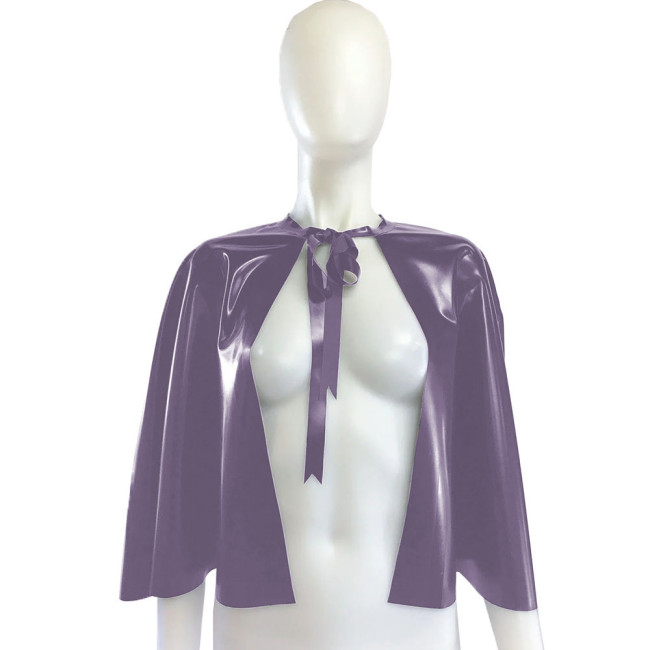 Rave Party Wetlook Short Cloaks Unisex Adult Solid Color Lace-up Cape Ponchos Coat for Halloween Cosplay Wizard Witch Costume