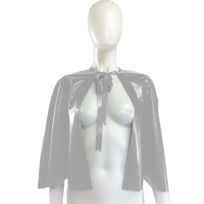 Rave Party Wetlook Short Cloaks Unisex Adult Solid Color Lace-up Cape Ponchos Coat for Halloween Cosplay Wizard Witch Costume