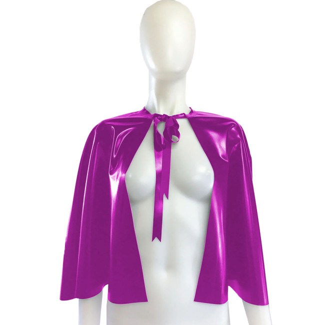 Rave Party Wetlook Short Cloaks Unisex Adult Solid Color Lace-up Cape Ponchos Coat for Halloween Cosplay Wizard Witch Costume