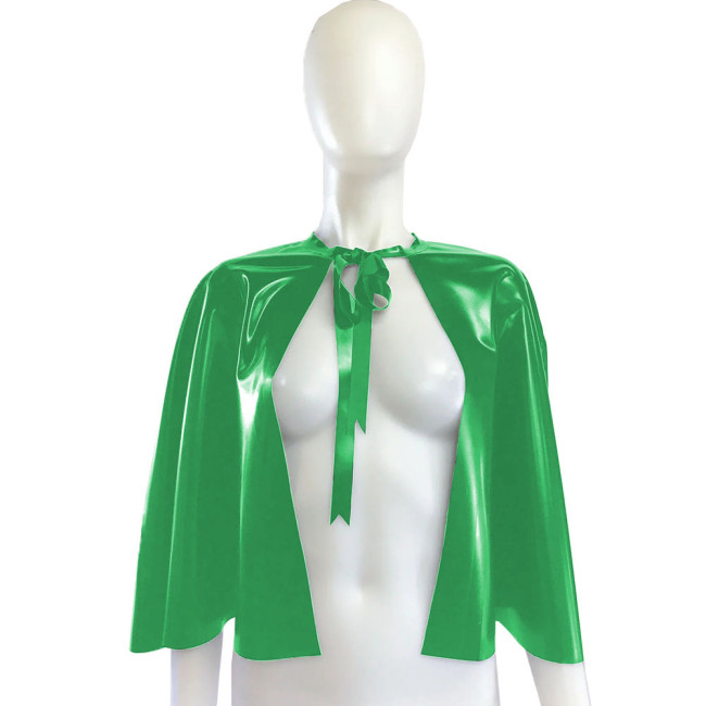 Rave Party Wetlook Short Cloaks Unisex Adult Solid Color Lace-up Cape Ponchos Coat for Halloween Cosplay Wizard Witch Costume