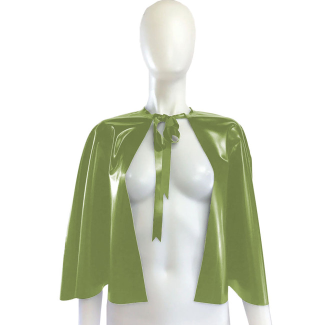 Rave Party Wetlook Short Cloaks Unisex Adult Solid Color Lace-up Cape Ponchos Coat for Halloween Cosplay Wizard Witch Costume