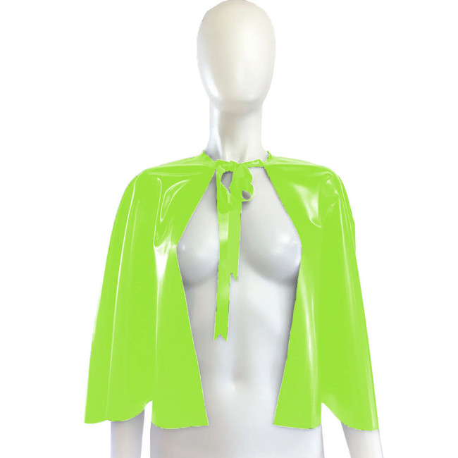 Rave Party Wetlook Short Cloaks Unisex Adult Solid Color Lace-up Cape Ponchos Coat for Halloween Cosplay Wizard Witch Costume