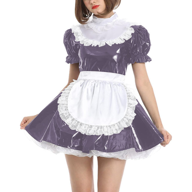 Men Sissy Costume PVC Leather Japanese Animie Cosplay Fancy Dress Crossdresser Pajamas Mini A-Line Dress Party Club Rave Costume