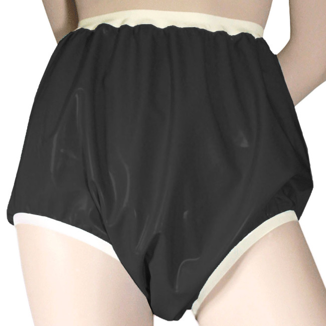 Exotic PVC Leather Patchwork Panties Sissy Sexy Button-up High Waist Panties Sissy Cosplay Fetish Lingere Plus Size 7XL