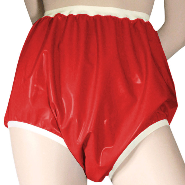 Exotic PVC Leather Patchwork Panties Sissy Sexy Button-up High Waist Panties Sissy Cosplay Fetish Lingere Plus Size 7XL