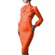 Elegance Bodyon Dress with Bowknot Womens Patent Leather Long Sleeve Knee Length Dress Lady Office Sissy Slim Fit Pencil Dress