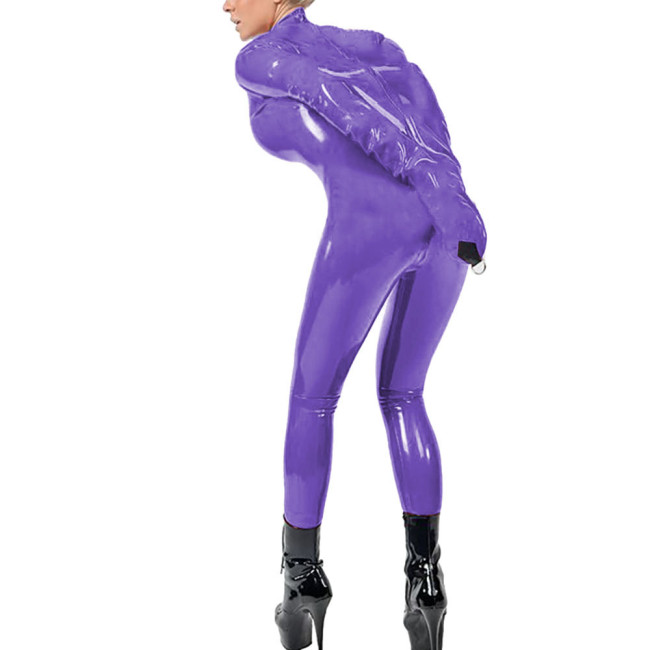 Exotic Sexy Arm Restraint Adult Jumpsuit Wet PVC Leather Bondage Zipper Open Ctotch Bodysuit Club Arm Binder Role Play Catsuit