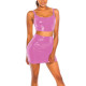 Women Fashion Two-piece Set Patent Leather Sleeveless Tank Top and High Waist Bodyon Hip Wrap Skirts Daily Leisure Dress Sets