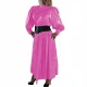 Women Fashion Pleated Dress Round Neck Lantern Long Sleeve Frock Wetlook PVC Leather Attire Maxi Dress Female Party Ball Gowns