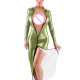 Exotic Women Turn-down Collar Bodyon Dress Faux Leather Double-end Zipper Sexy Long Hobble Dress Evening Party Maxi Dress 7XL