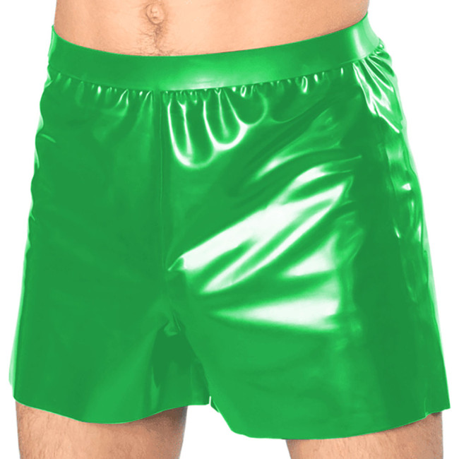 Men PU Shorts Wetlook Patent Leather Casual Hot Pants Fashion Male Solid Color Boxer Shorts Sexy Underwear Night Club Costume