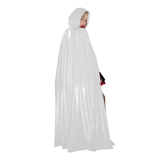 Vinyl PVC Leather Unisex Adult Solid Color Long Cape Ponchos Coat for Halloween Cosplay Wizard Witch Costume Plus Size 7XL