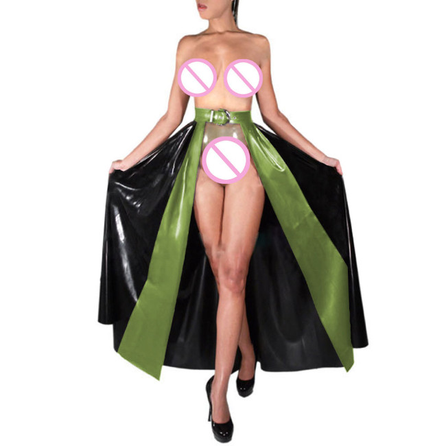 Fashion Sexy Long Skirt Rave Party Prom Pleated Skirt Buckle Wet PVC Leather Maxi Skirt Exotic Pole Dancing Patchwork Skirts 7XL