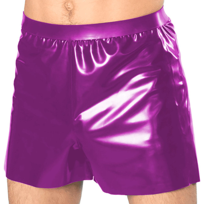 Men PU Shorts Wetlook Patent Leather Casual Hot Pants Fashion Male Solid Color Boxer Shorts Sexy Underwear Night Club Costume