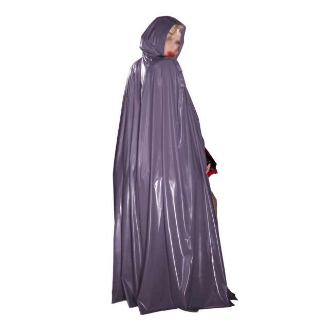 Vinyl PVC Leather Unisex Adult Solid Color Long Cape Ponchos Coat for Halloween Cosplay Wizard Witch Costume Plus Size 7XL