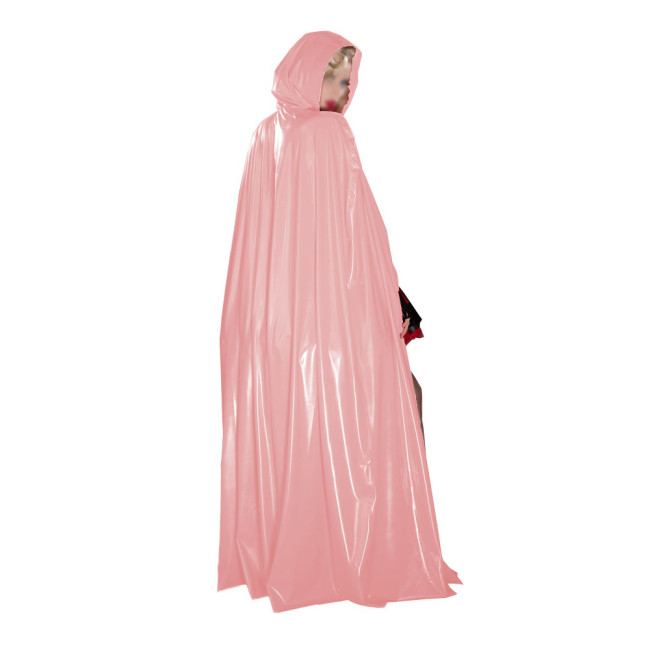 Vinyl PVC Leather Unisex Adult Solid Color Long Cape Ponchos Coat for Halloween Cosplay Wizard Witch Costume Plus Size 7XL