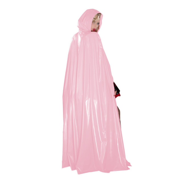 Vinyl PVC Leather Unisex Adult Solid Color Long Cape Ponchos Coat for Halloween Cosplay Wizard Witch Costume Plus Size 7XL