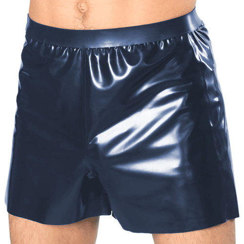 Men PU Shorts Wetlook Patent Leather Casual Hot Pants Fashion Male Solid Color Boxer Shorts Sexy Underwear Night Club Costume