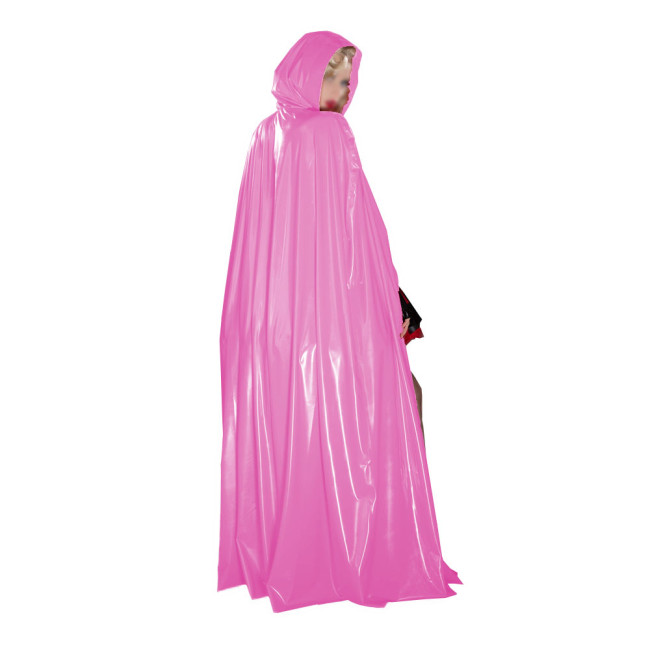 Vinyl PVC Leather Unisex Adult Solid Color Long Cape Ponchos Coat for Halloween Cosplay Wizard Witch Costume Plus Size 7XL