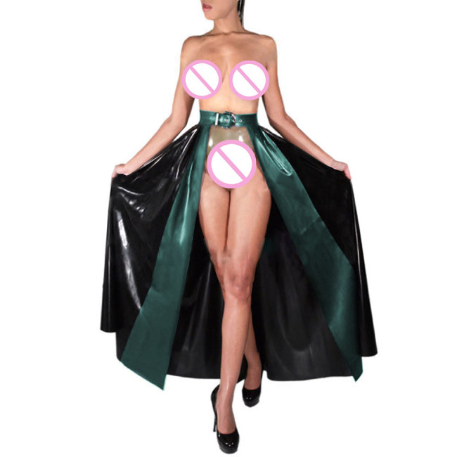 Fashion Sexy Long Skirt Rave Party Prom Pleated Skirt Buckle Wet PVC Leather Maxi Skirt Exotic Pole Dancing Patchwork Skirts 7XL