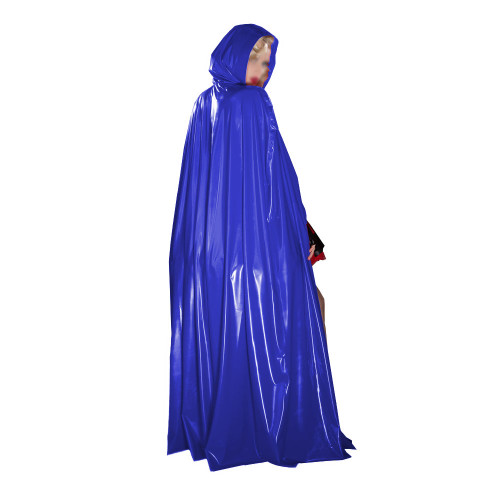 Vinyl PVC Leather Unisex Adult Solid Color Long Cape Ponchos Coat for Halloween Cosplay Wizard Witch Costume Plus Size 7XL