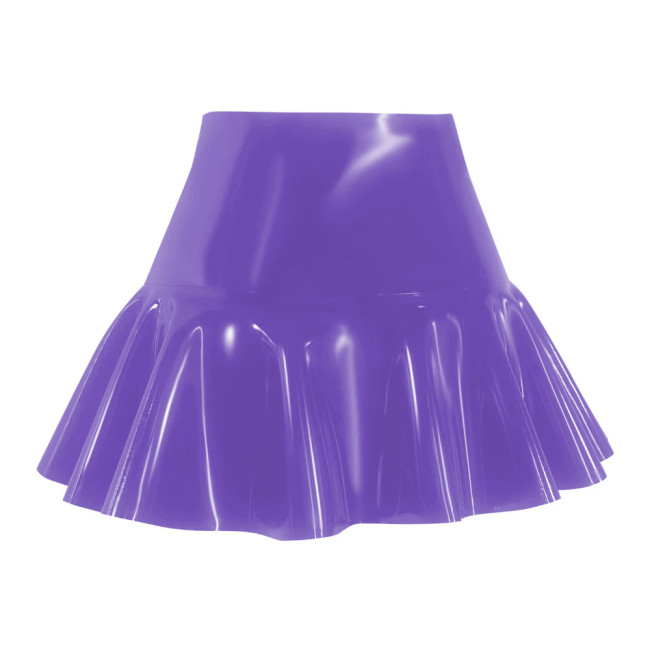 PVC Leather High Waist Plated Mini Skirts Bottom Ruffled Mini Skirt Party Night Club Streetwear Sexy Cosplay Costume Plus Size