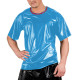 Red Patchwork O-neck Men Shirt Short Sleeve Sexy Club Night T-Shirts Tops Smooth Slim Clubwear Costumes Dance Performance