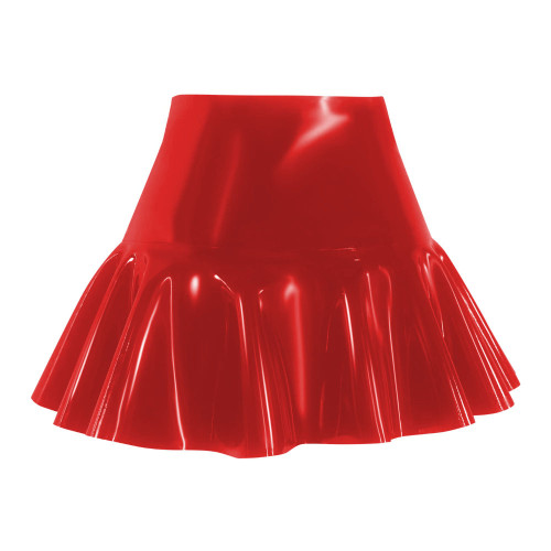 PVC Leather High Waist Plated Mini Skirts Bottom Ruffled Mini Skirt Party Night Club Streetwear Sexy Cosplay Costume Plus Size