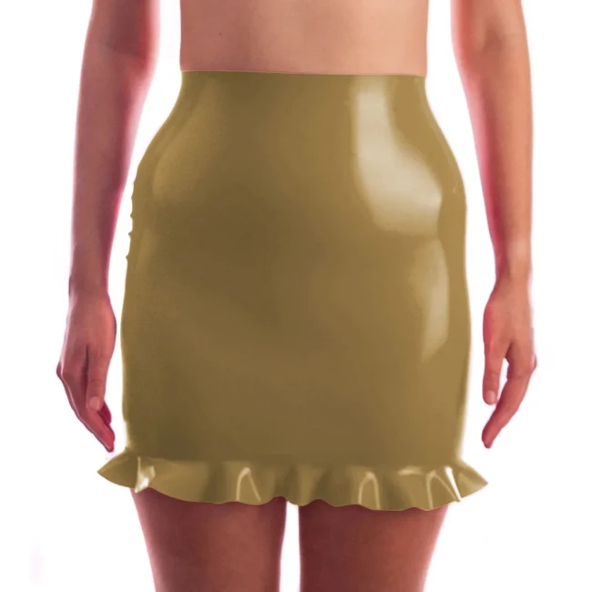Glossy Bodycon Pencil Skirt Womens Party High Waist Mini Tight Skirt Fashion Ladies Wetlook PVC Leather Short Skirts Clubwear