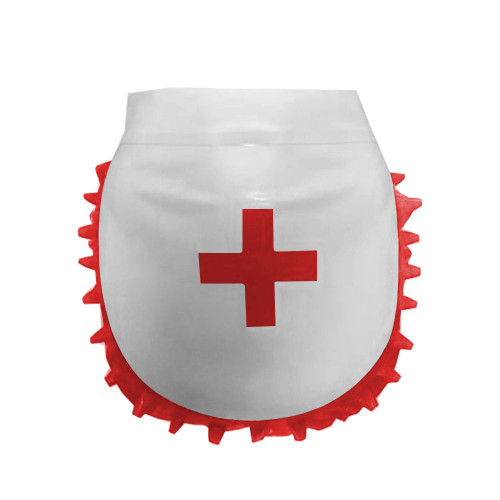 PVC Leather Cosplay Costumes Red Cross Print Nurse Apron With Ruffled Slim Halloween Clothing Plus Size 7XL