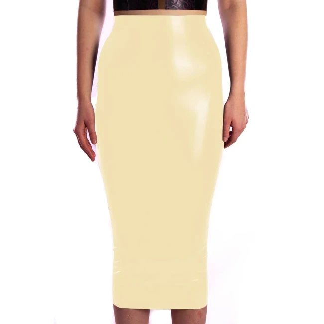 Women Skirt Glossy Ladies Solid Color Bodycon Skirt Office Female Slim High Waist Midi Skirts PVC Stretch Sexy Pencil Skirts