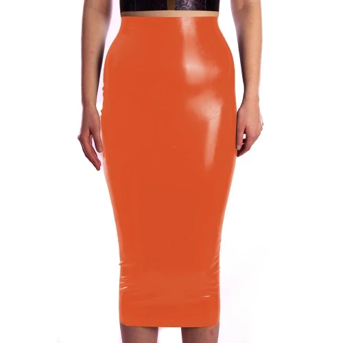 Women Skirt Glossy Ladies Solid Color Bodycon Skirt Office Female Slim High Waist Midi Skirts PVC Stretch Sexy Pencil Skirts