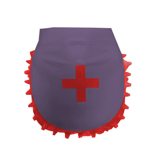 PVC Leather Cosplay Costumes Red Cross Print Nurse Apron With Ruffled Slim Halloween Clothing Plus Size 7XL