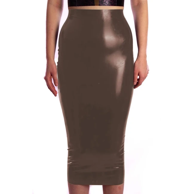 Women Skirt Glossy Ladies Solid Color Bodycon Skirt Office Female Slim High Waist Midi Skirts PVC Stretch Sexy Pencil Skirts