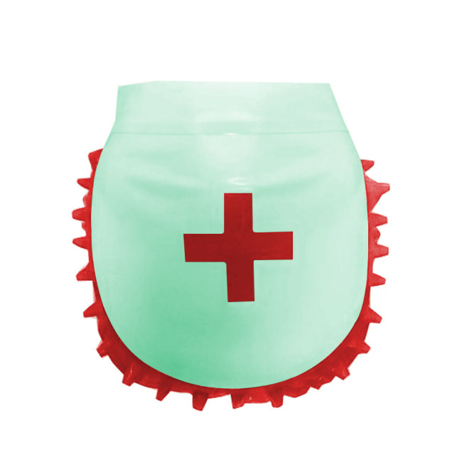 PVC Leather Cosplay Costumes Red Cross Print Nurse Apron With Ruffled Slim Halloween Clothing Plus Size 7XL