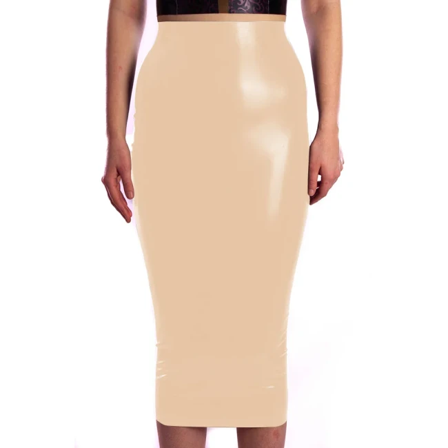 Women Skirt Glossy Ladies Solid Color Bodycon Skirt Office Female Slim High Waist Midi Skirts PVC Stretch Sexy Pencil Skirts