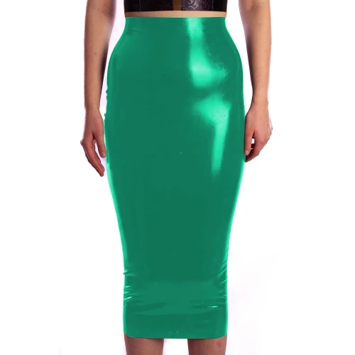 Women Skirt Glossy Ladies Solid Color Bodycon Skirt Office Female Slim High Waist Midi Skirts PVC Stretch Sexy Pencil Skirts