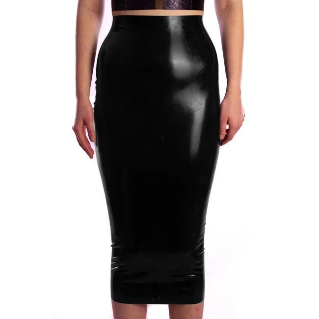 Women Skirt Glossy Ladies Solid Color Bodycon Skirt Office Female Slim High Waist Midi Skirts PVC Stretch Sexy Pencil Skirts