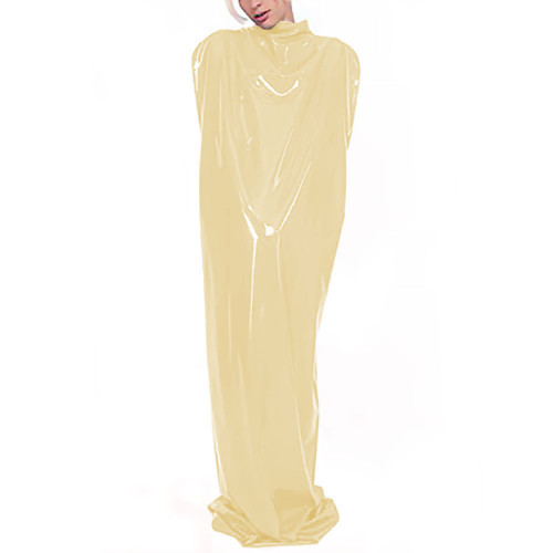 Wetlook Patent Leather Bondage Bag Exotic Cosplay Mummy Zentai Spandex PVC Sleeveless Bodysuit Wet Look PU Leather Catsuit 7XL