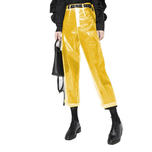 Perspective Slim Women Sexy Transparency Trousers Clear Plastic PVC Pants Streetwear See-through Trouser Party Club Fashion 7XL