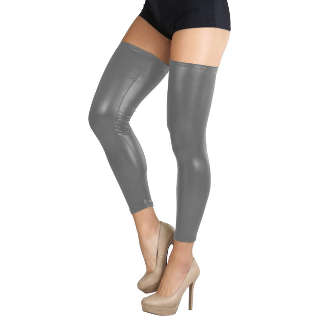Shiny Meatllic Novelty Over Knee Leg Warmers Exotic Cosplay Solid Thigh-High Stockings Without Soles Night Club Stage Outfits